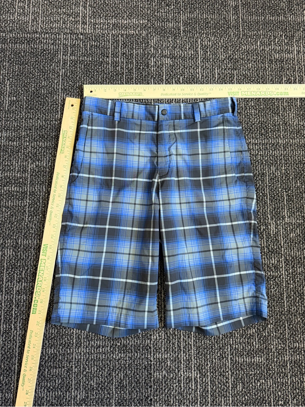Nike Golf Tour Performance Plaid Shorts Size 30 Blue Dri-Fit
